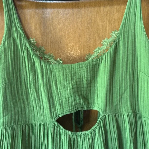 ANTHROPOLOGIE Tiered Gauze Mini Dress Green - Picture 5 of 7